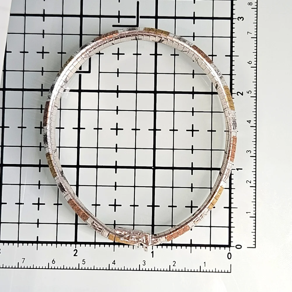 JCM Gold Over Sterling Silver Bracelet 3 Color Vermeil Omega Flex Bangle Italy